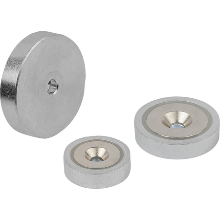 Magnet Shallow Pot Magnet H=6, Form:D Ndfeb, Round, Comp:Steel, D1=4,5, D=20